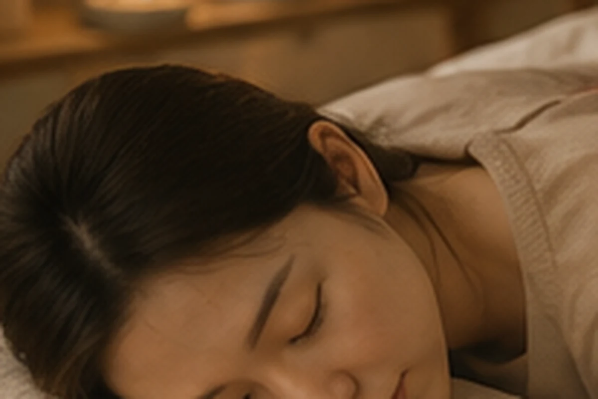 閉眼俯臥的放鬆睡姿